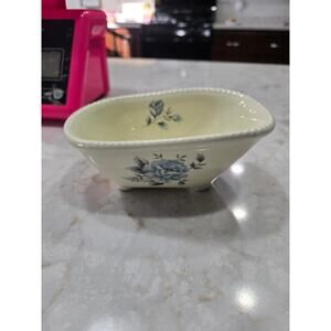 Vintage Athena Soap Dish Bath Tub Blue Roses Bathroom Decor